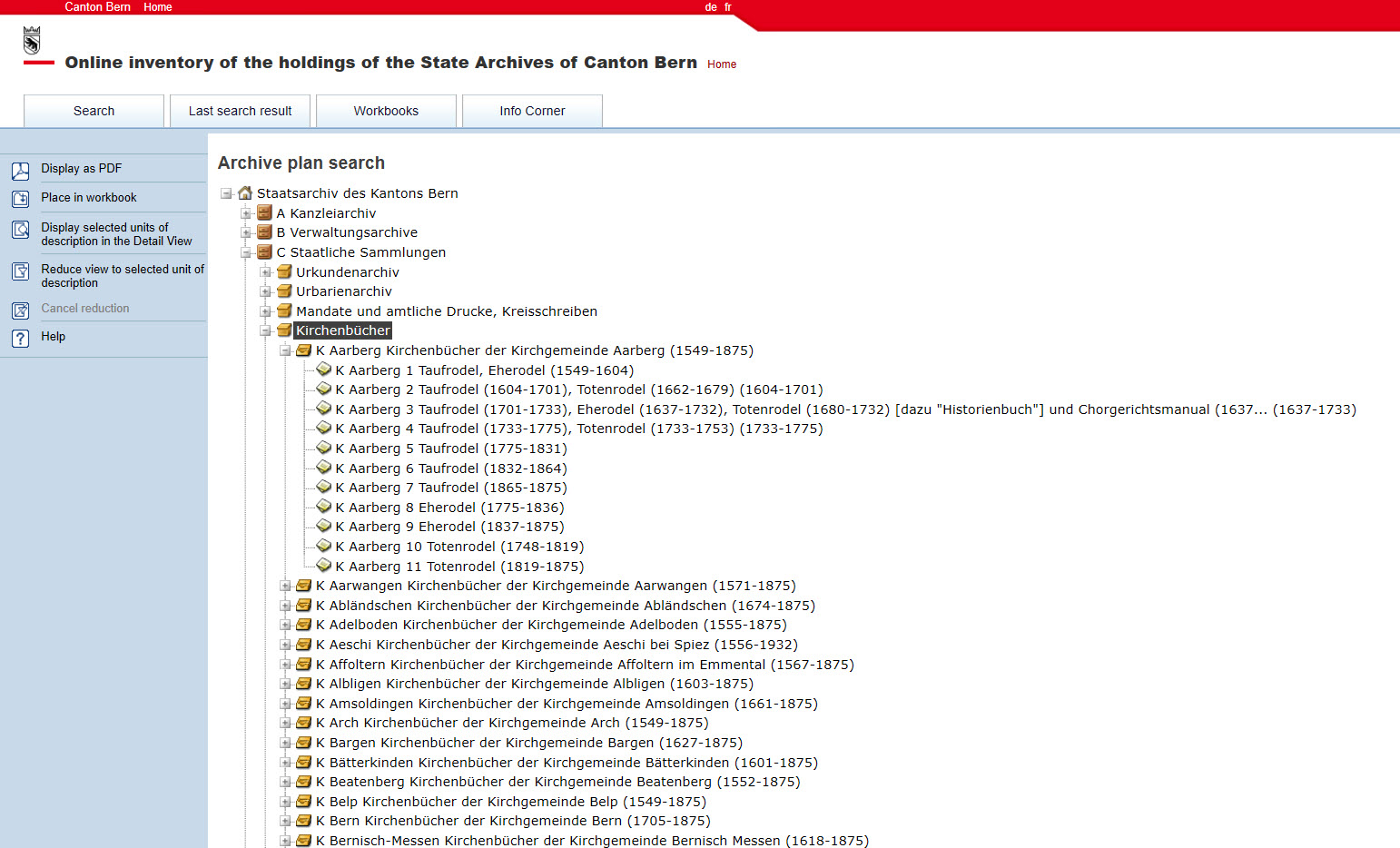 View archive plan search in the online catalogue